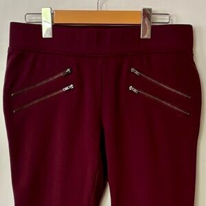 Victoria's Secret| Sleek Deep Burgundy Zipper Leggings Pants Sz 8
